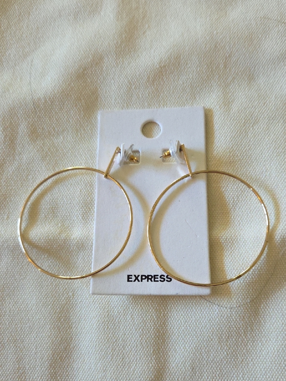 Express Shiny Gold Tone Large Hoop Earrings